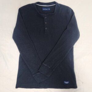 Abercrombie & Fitch Men’s Waffle Knit Henley Shirt Long Sleeve Black Size S